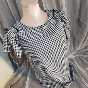 Cecil Mcbee Small Women's Black Gingham Shirt Top Japan Black Party Casual Japan
